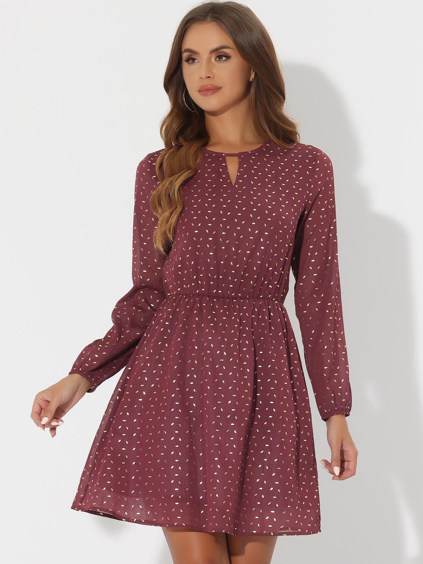 Women's Choker V Neck Gilding Metallic Star Flared A-Line Dress