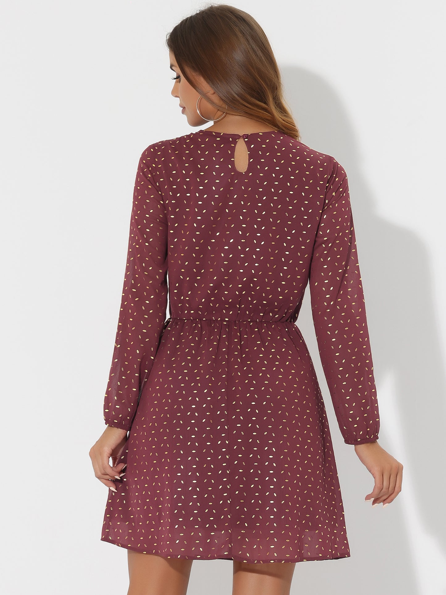 Women's Choker V Neck Gilding Metallic Star Flared A-Line Dress