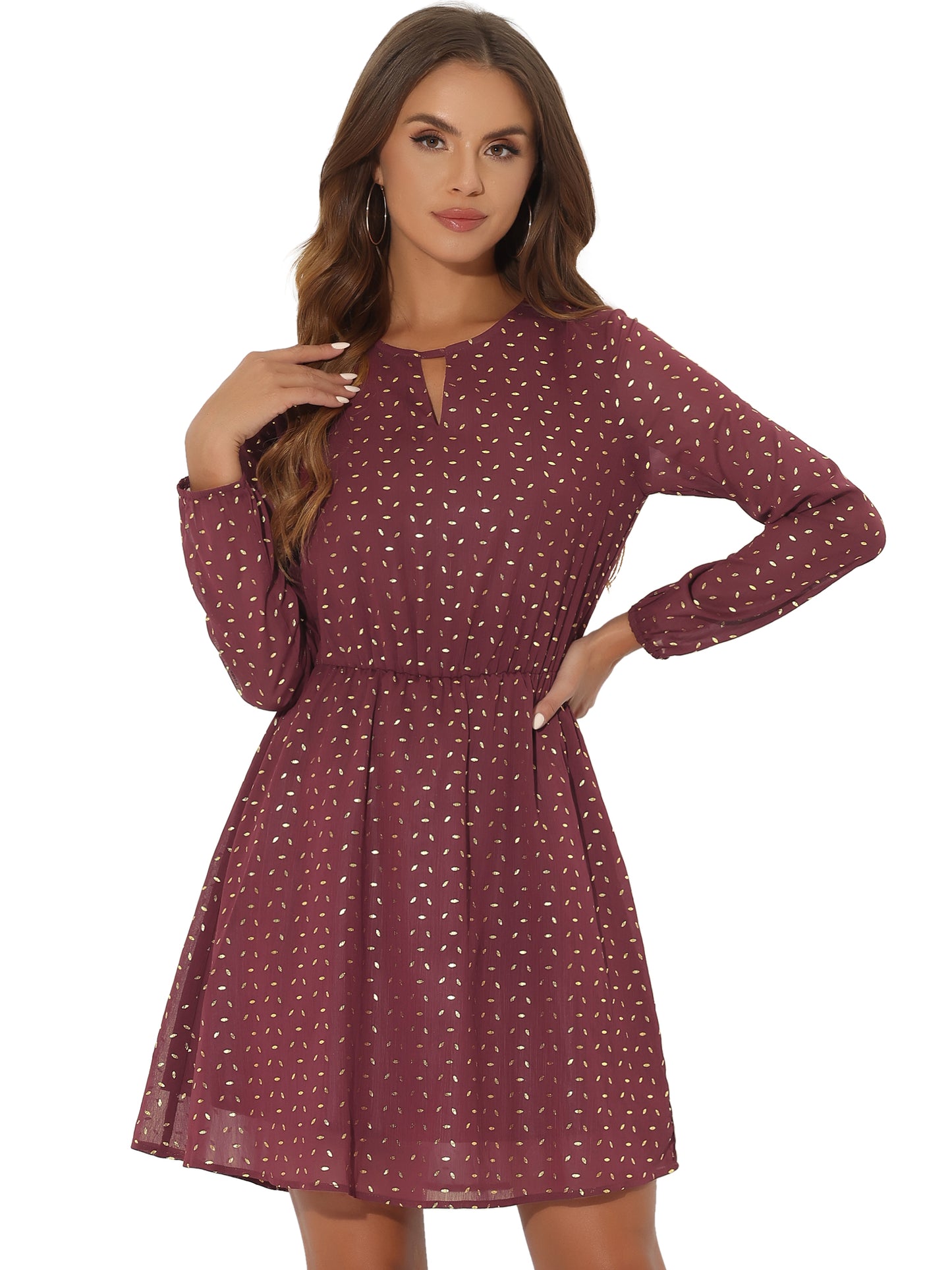 Women's Choker V Neck Gilding Metallic Star Flared A-Line Dress