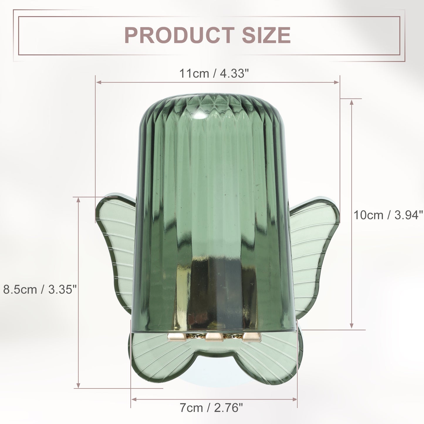 1 Set Butterfly Wall Mounted Toothbrush Holder with Cup for Bathroom, 4.33"x3.35" Green