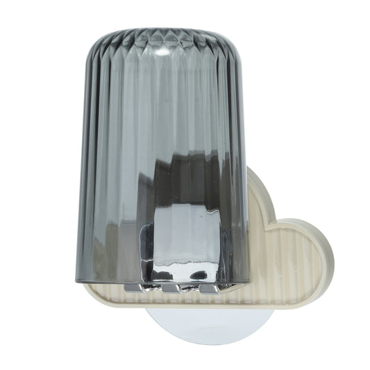 1 juego de portacepillos de dientes de pared con forma de nube y vaso, 11 x 6,5 cm, color beige
