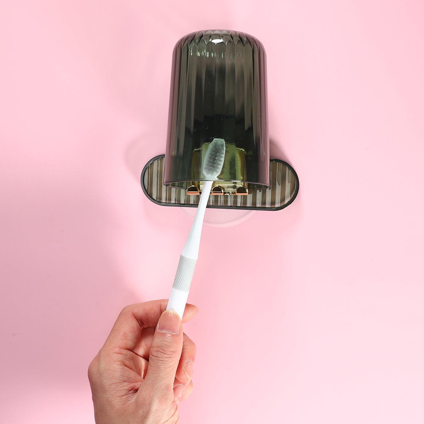 1 juego de portacepillos de dientes de pared con forma de nube y vaso, 10 x 6,5 cm, color verde