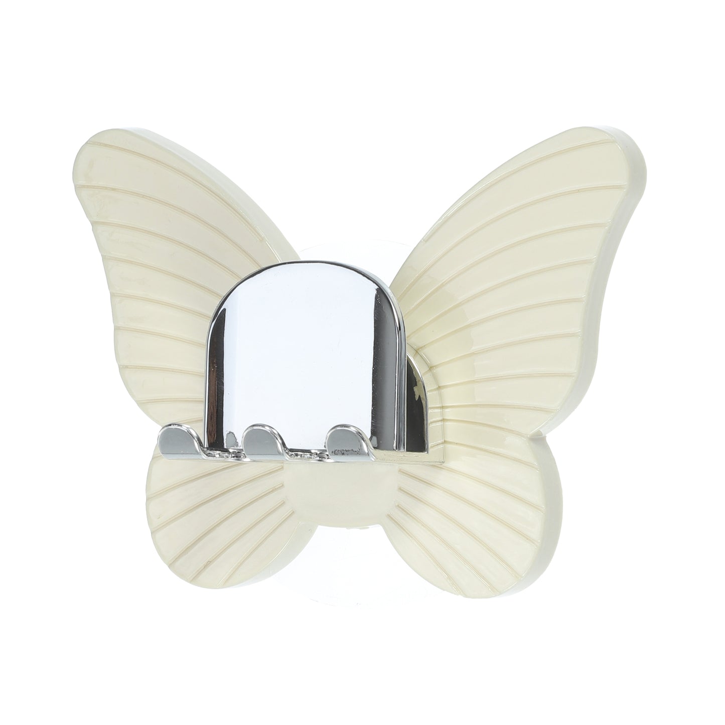 Portacepillos de dientes de pared con forma de mariposa para baño, 11 x 8,5 cm, color beige