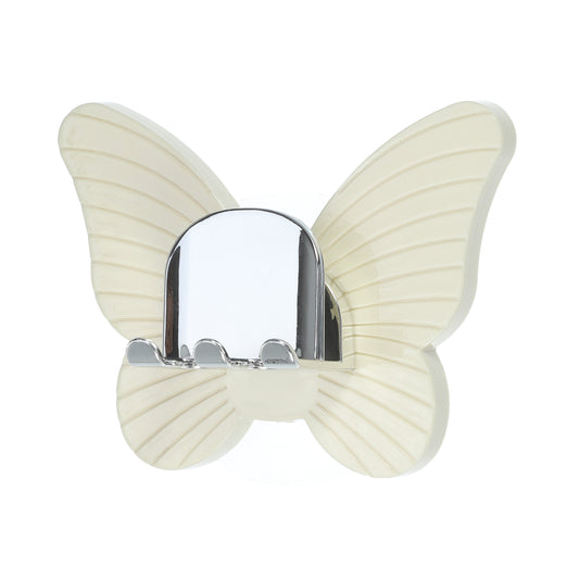 Butterfly Shaped Wall Mounted Toothbrush Holder for Bathrooms, 4.33"x3.35" Beige