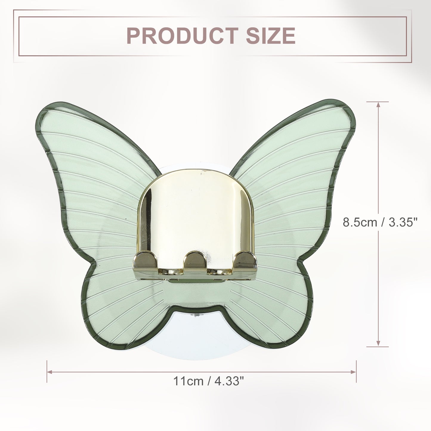 Portacepillos de dientes de pared con forma de mariposa para baño, 11 x 8,5 cm, color verde