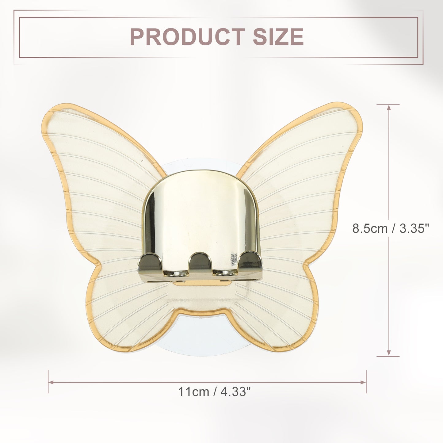 Butterfly Shaped Wall Mounted Toothbrush Holder for Bathrooms, 4.33"x3.35" Orange