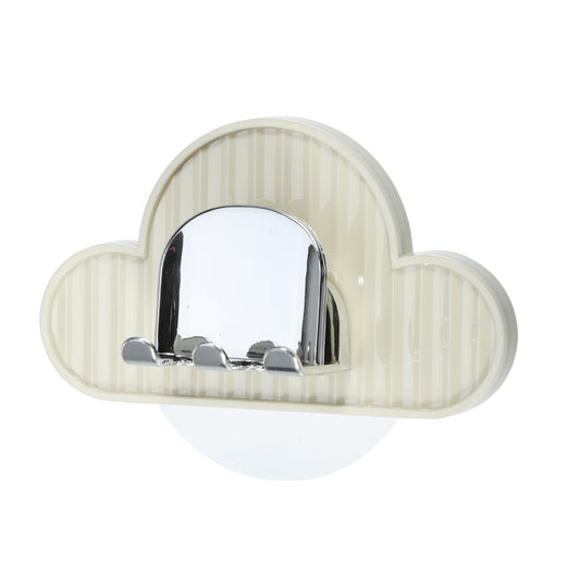 Portacepillos de dientes de pared con forma de nube para baño, 11 x 6,5 cm, color beige