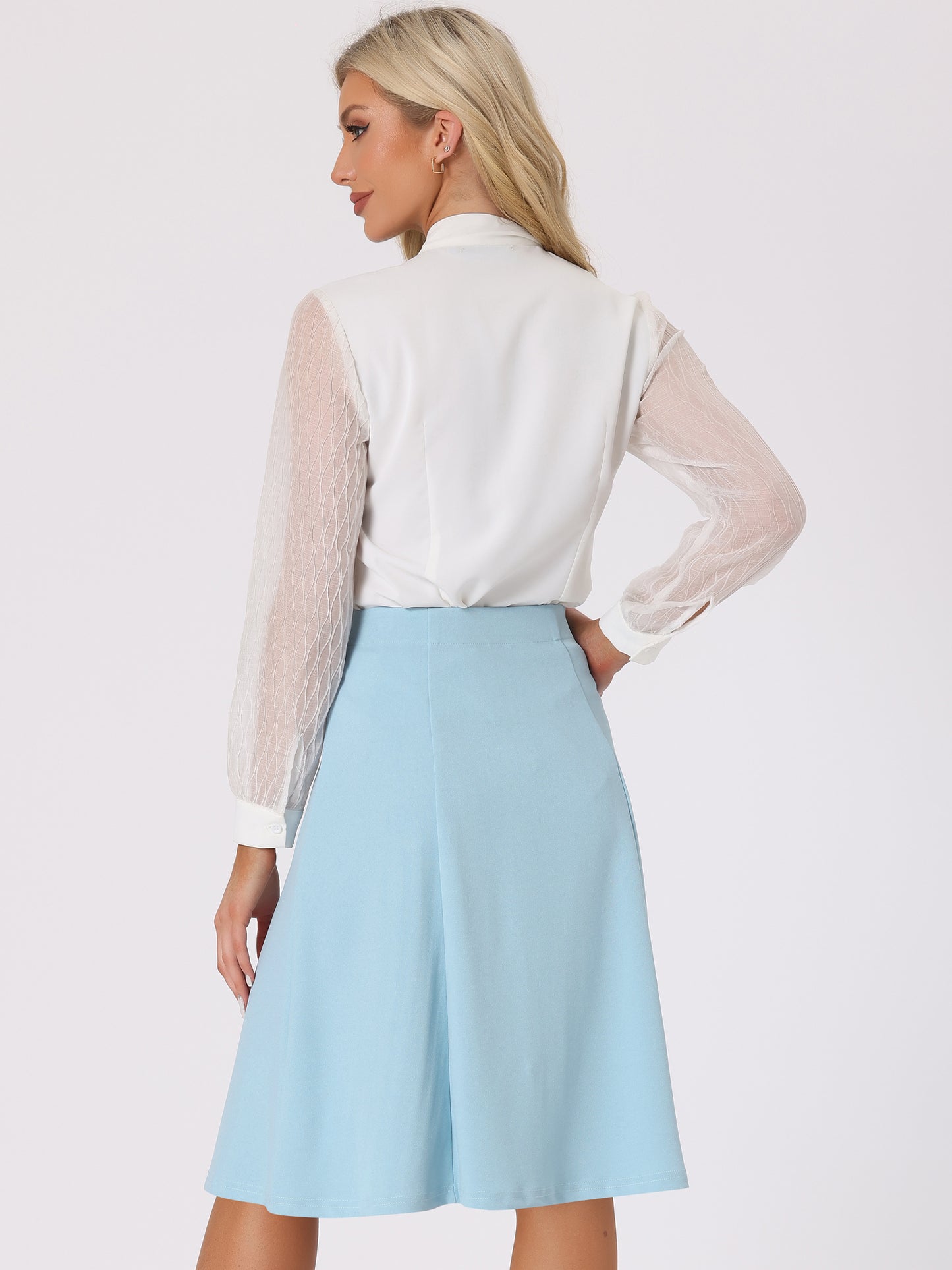 Falda formal de trabajo con botones delanteros y corte A hasta la rodilla para mujer