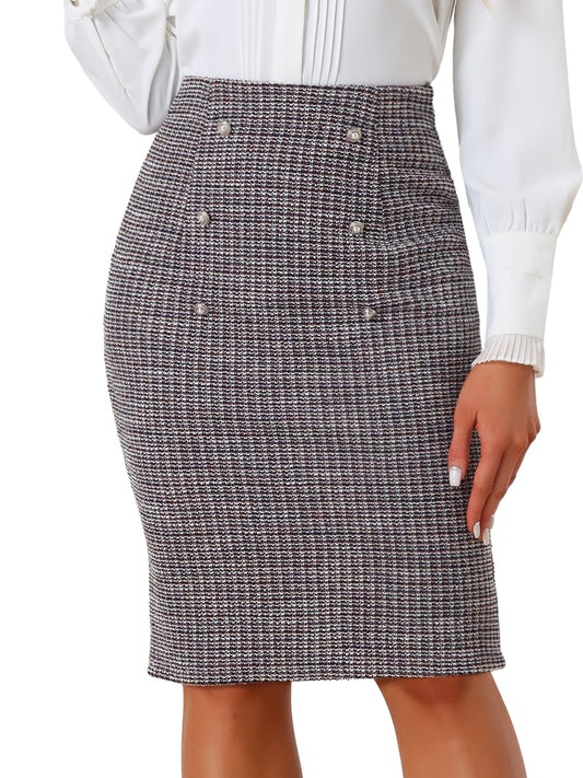 Women's Fall Winter Classic Pencil Tweed Skirt