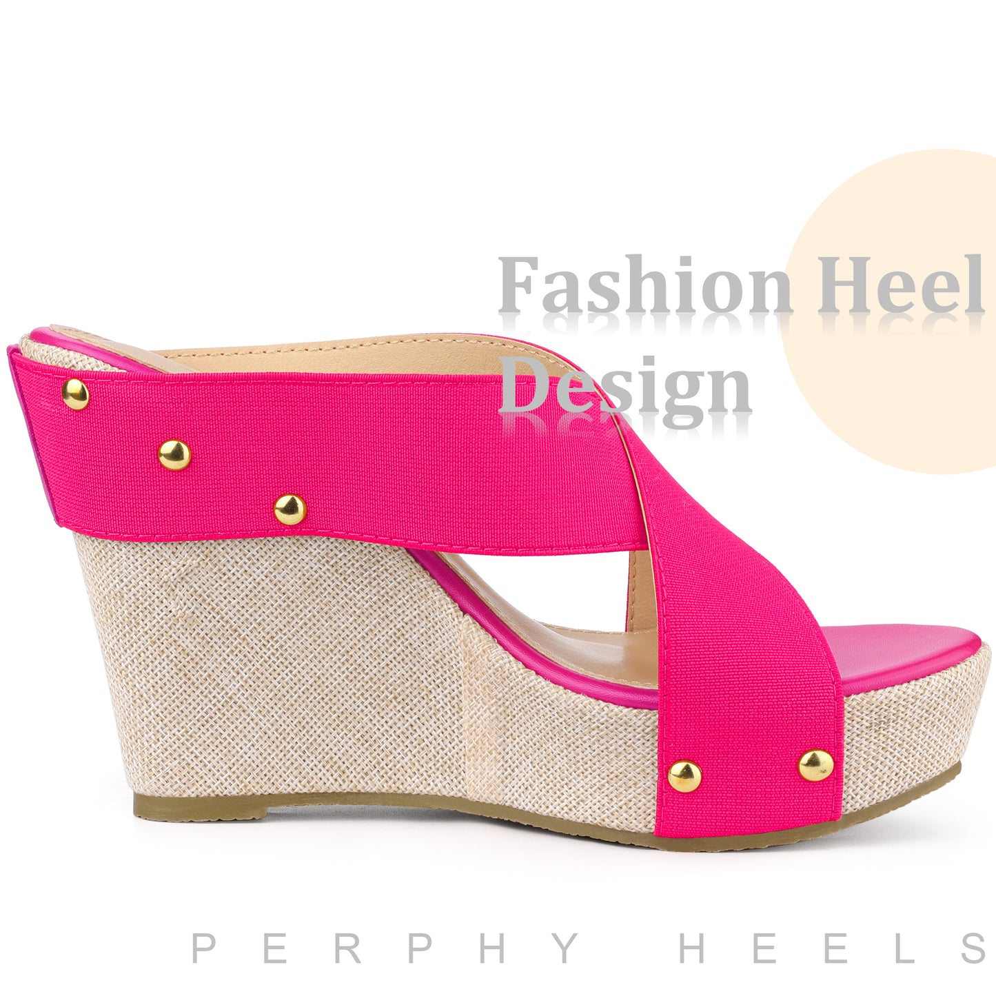 Women Open Toe Platform Linen Slide Wedge Sandals