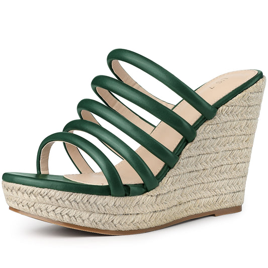 Sandalias de plataforma con tiras y cuña para mujer