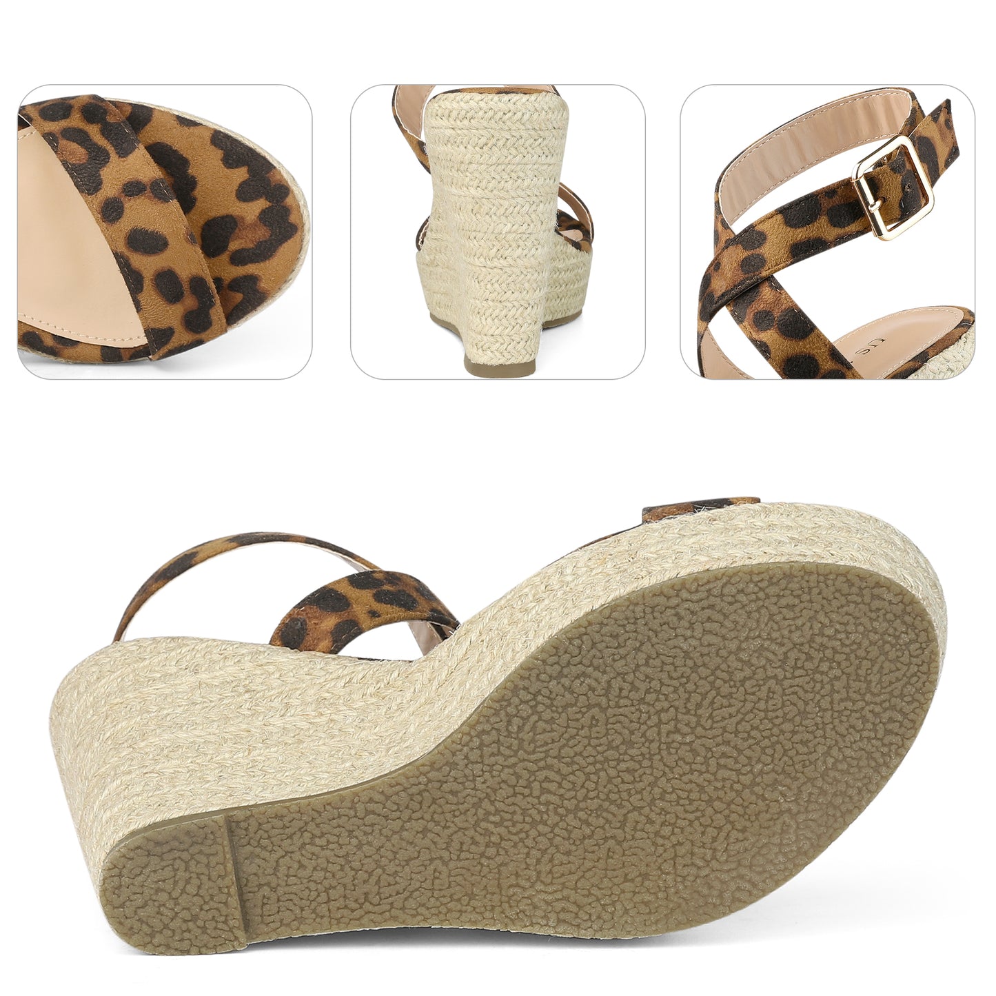 Women Platform Open Toe Crisscross Espadrille Heel Wedge Sandals