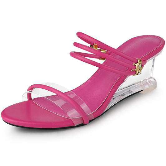 Women's Clear Glass Heel Slide Wedge Heel Wedge Sandals