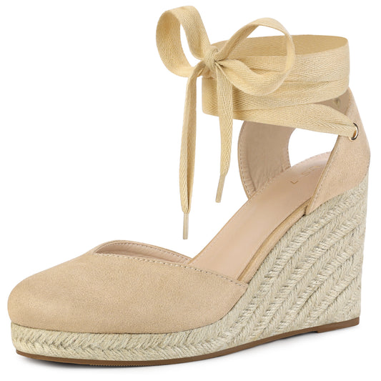 Sandalias de plataforma con cuña y cordones para mujer