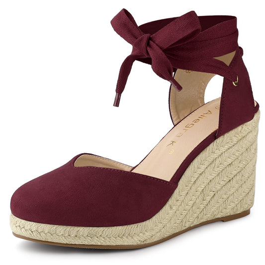 Sandalias de plataforma con cuña y cordones para mujer