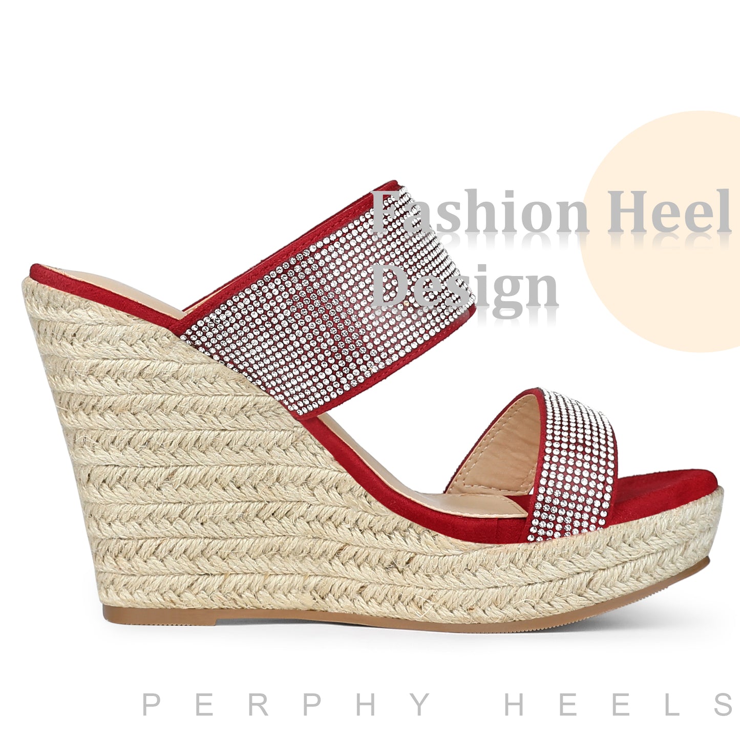 Sandalias de cuña con plataforma y diamantes de imitación para mujer