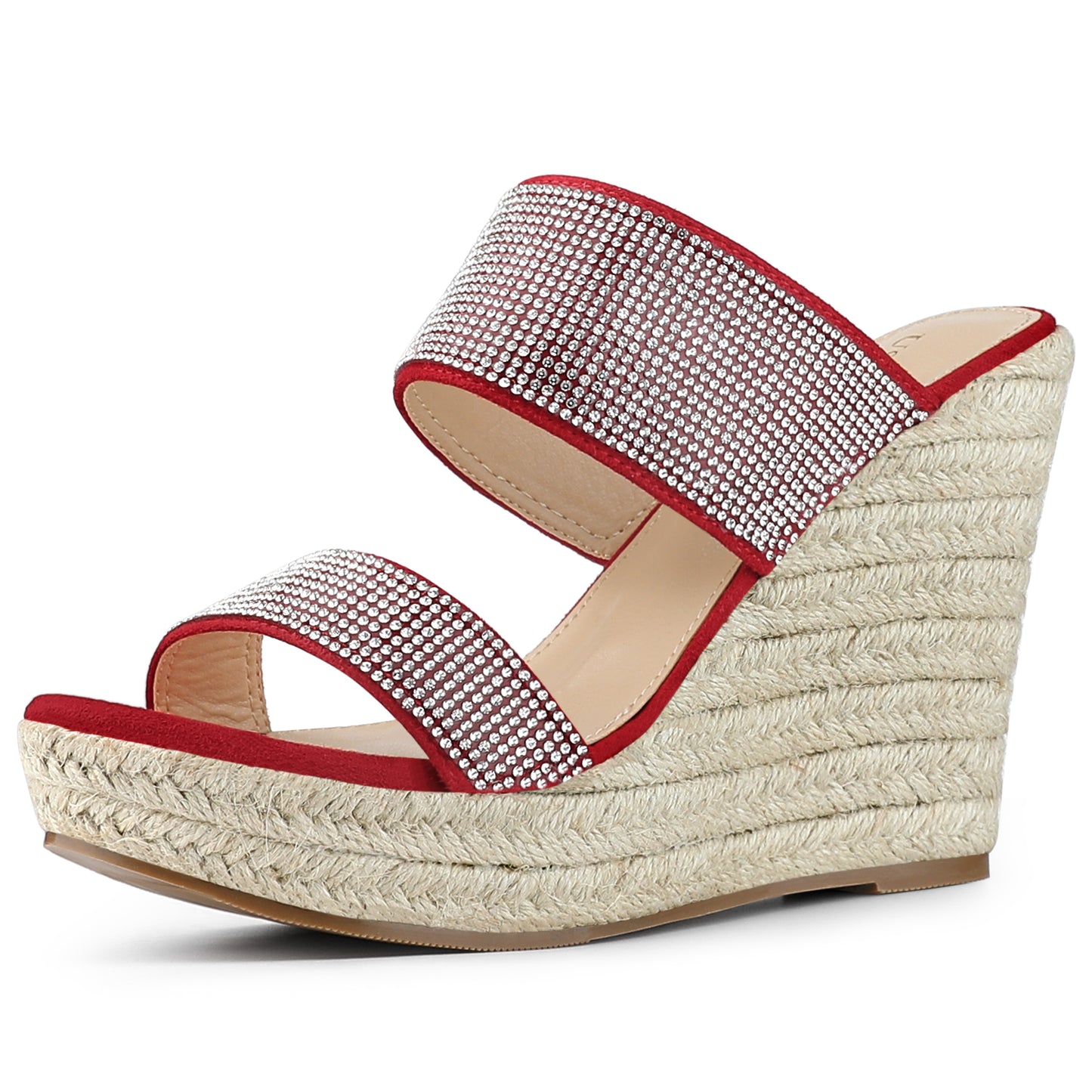 Sandalias de cuña con plataforma y diamantes de imitación para mujer