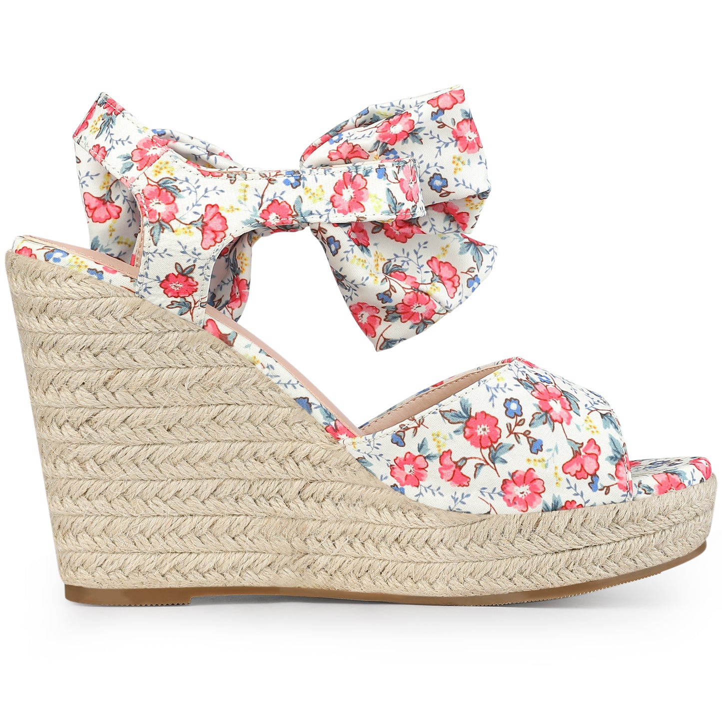 Women's Floral Printed Slingback Espadrille Wedge Sandals