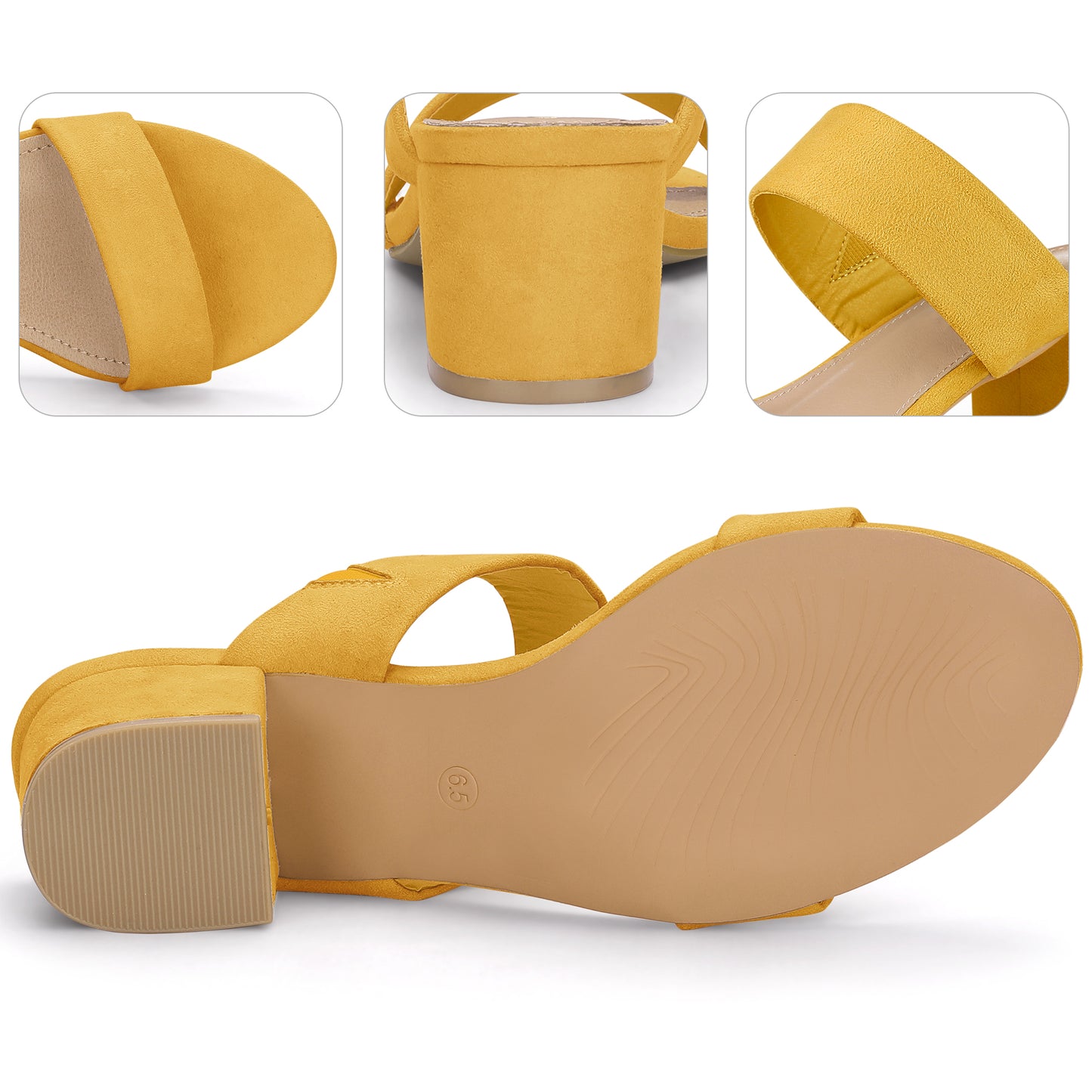 Women Open Toe Block Heels Slide Heel Sandals