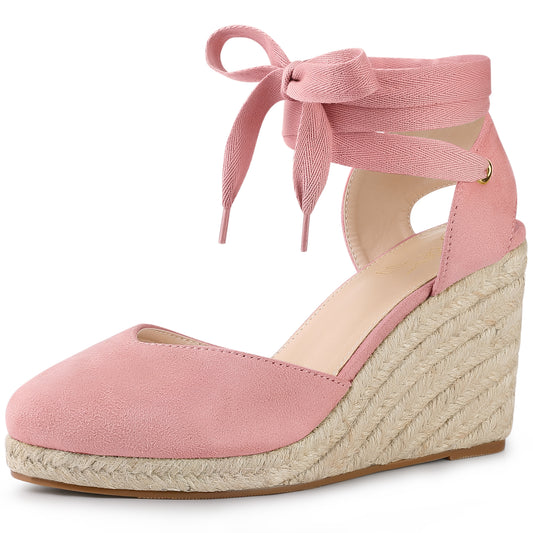 Sandalias de plataforma con cuña y cordones para mujer