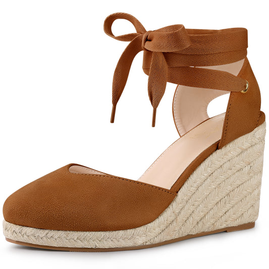 Sandalias de plataforma con cuña y cordones para mujer