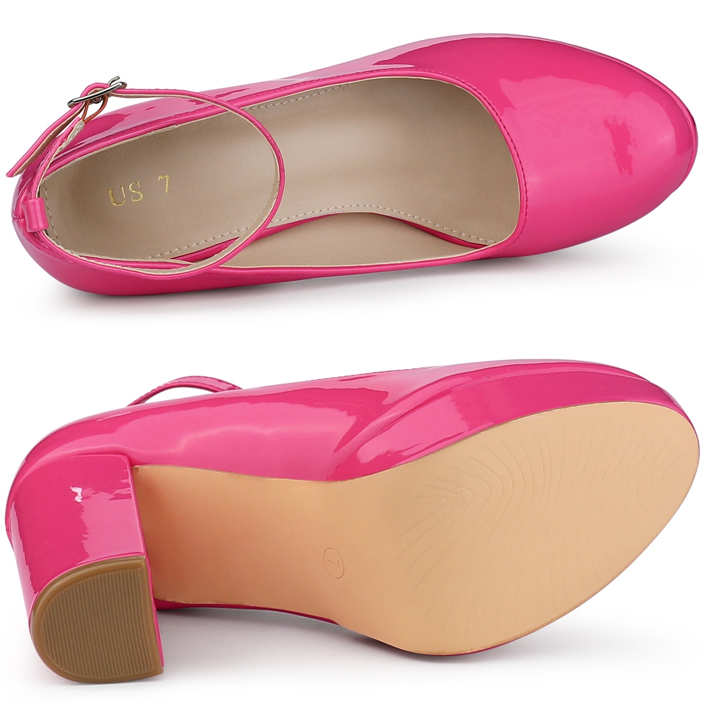 Zapatos Mary Jane de tacón grueso con plataforma y tira al tobillo para mujer