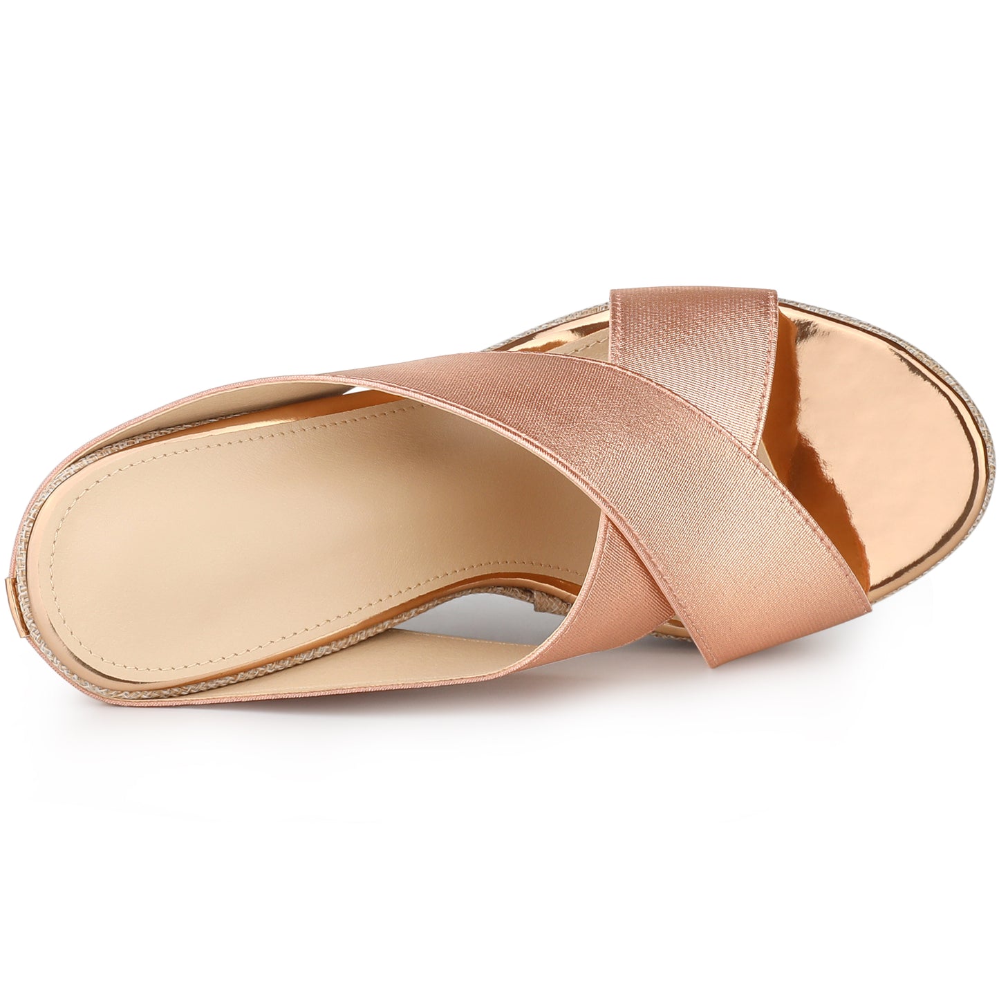 Women Open Toe Linen Platform Slide Wedge Sandals