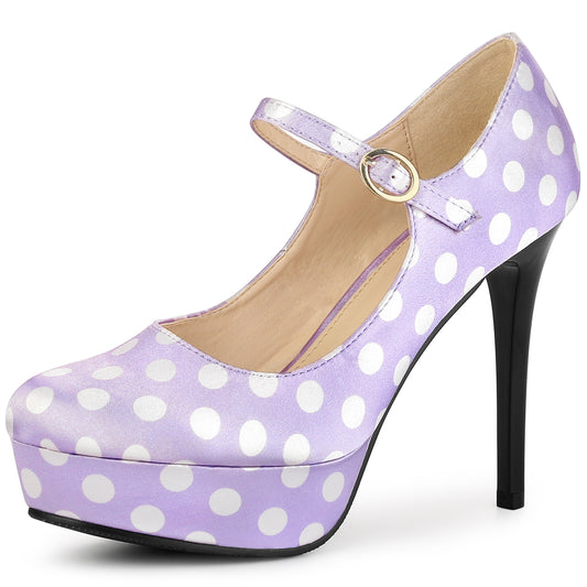 Zapatos Mary Jane de plataforma con lunares y tacón de aguja para mujer