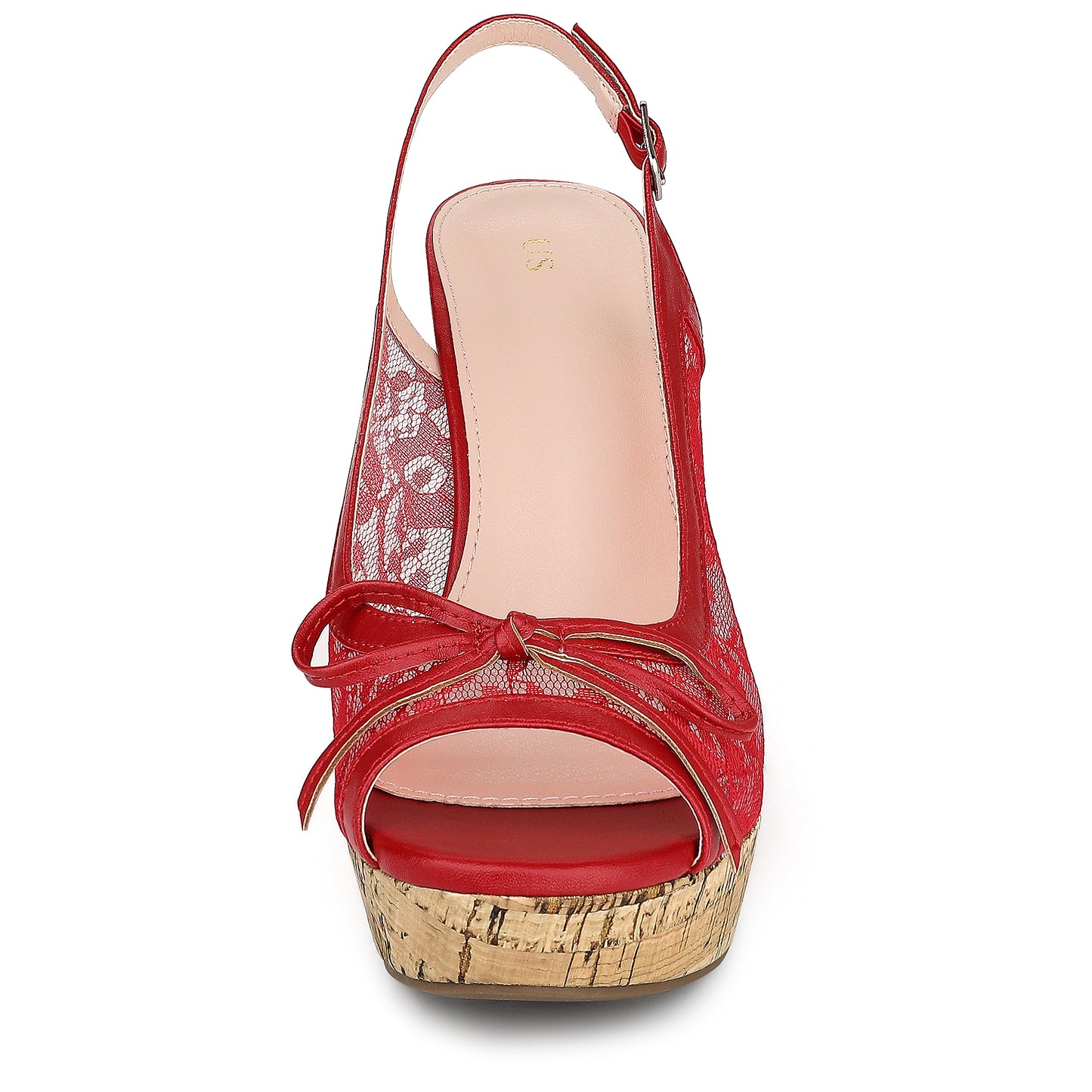 Women's Platform Heels Bow Lace Wedge Mustard Sandals