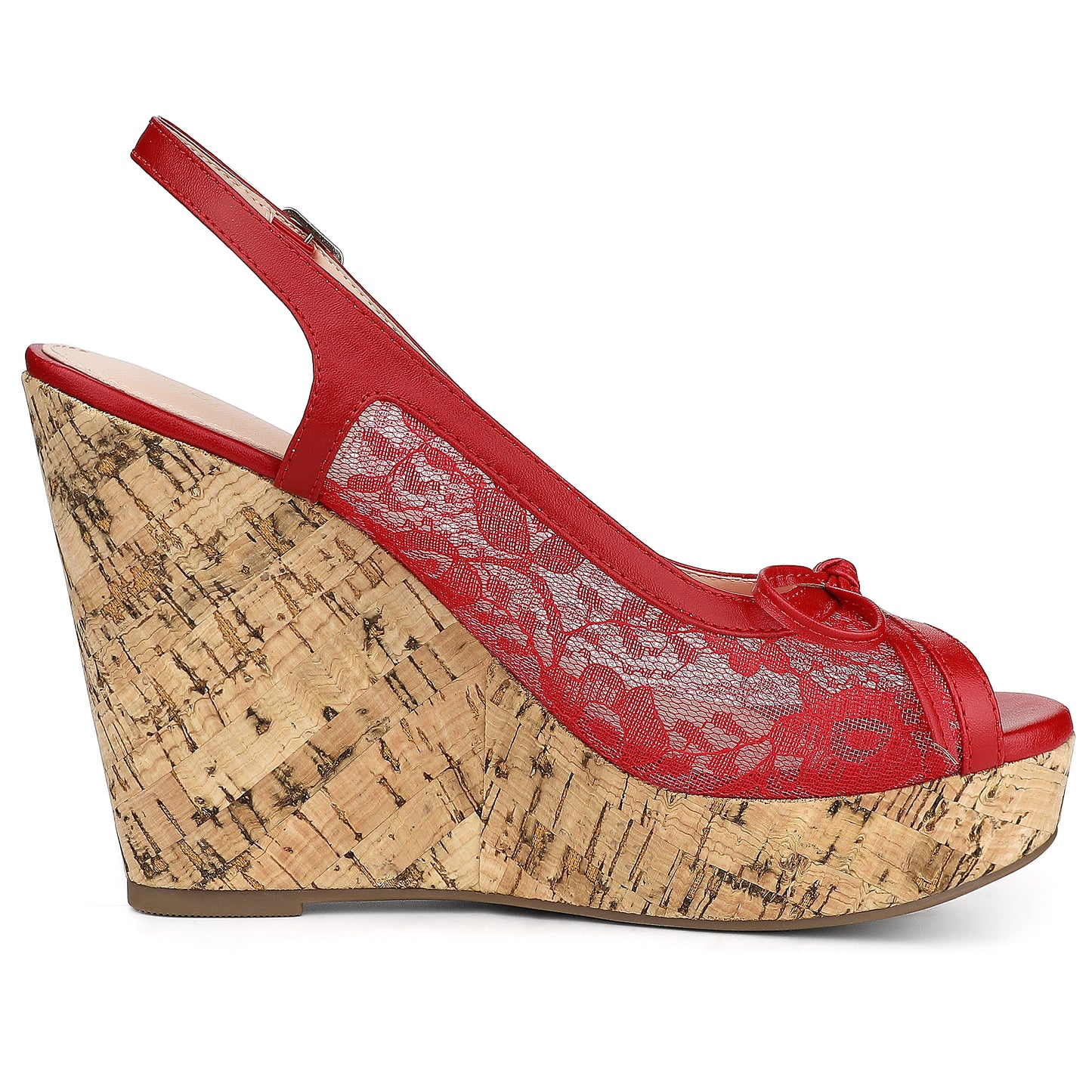 Women's Platform Heels Bow Lace Wedge Mustard Sandals