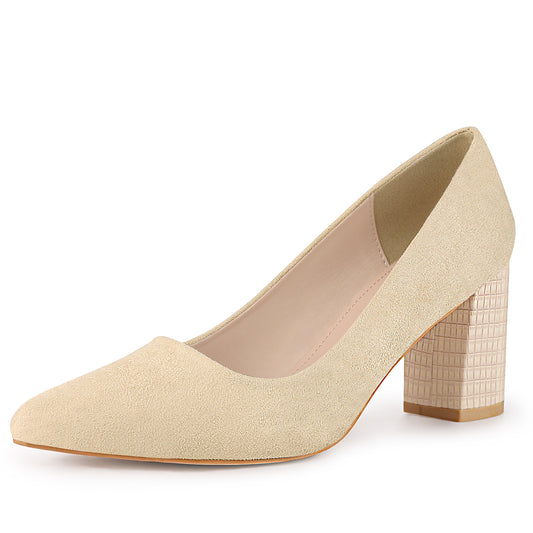 Zapatos de vestir para mujer con punta puntiaguda, sin cordones, estampado a cuadros, punta cerrada y tacón grueso