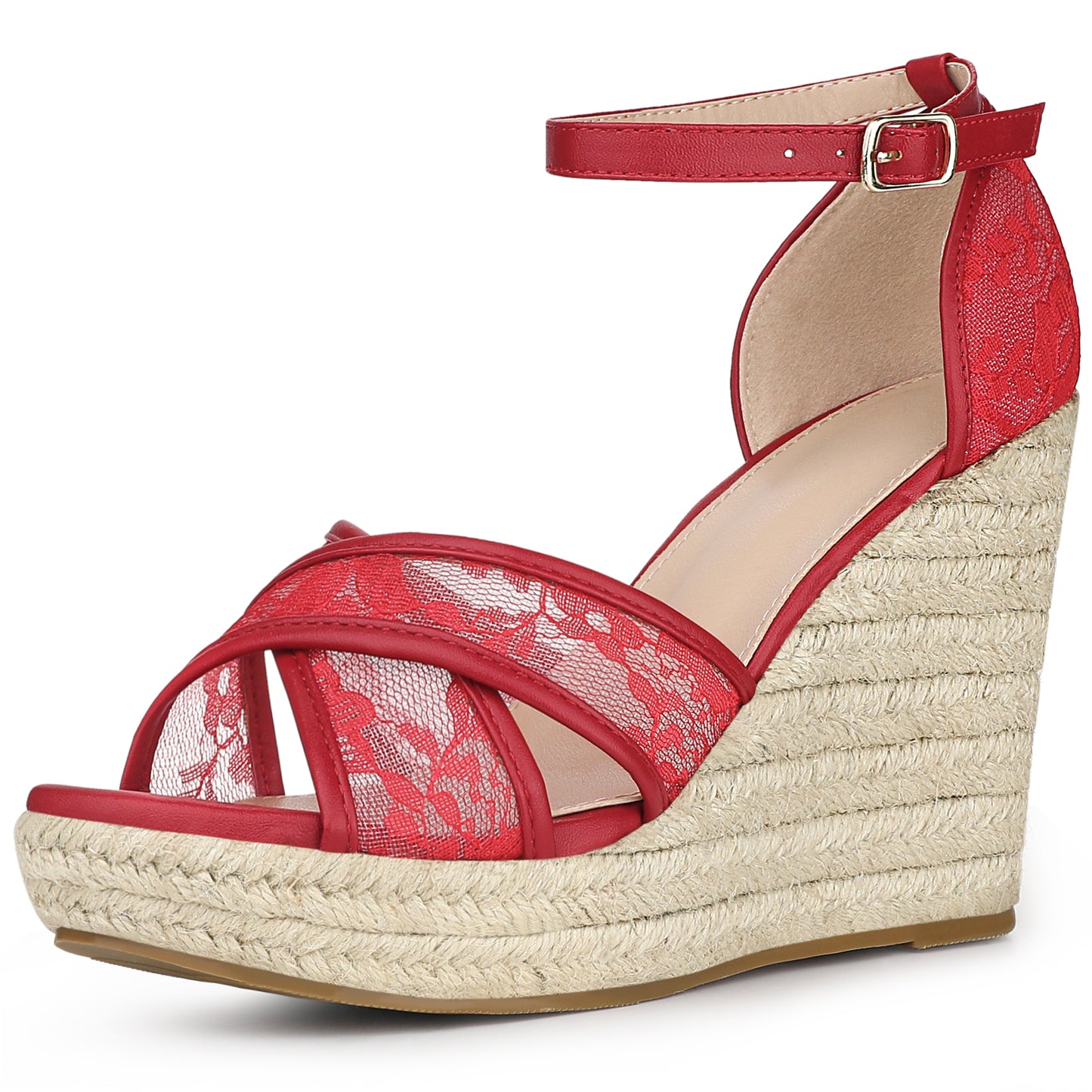 Women's Ankle Strap Espadrille Wedge Heel Sandals