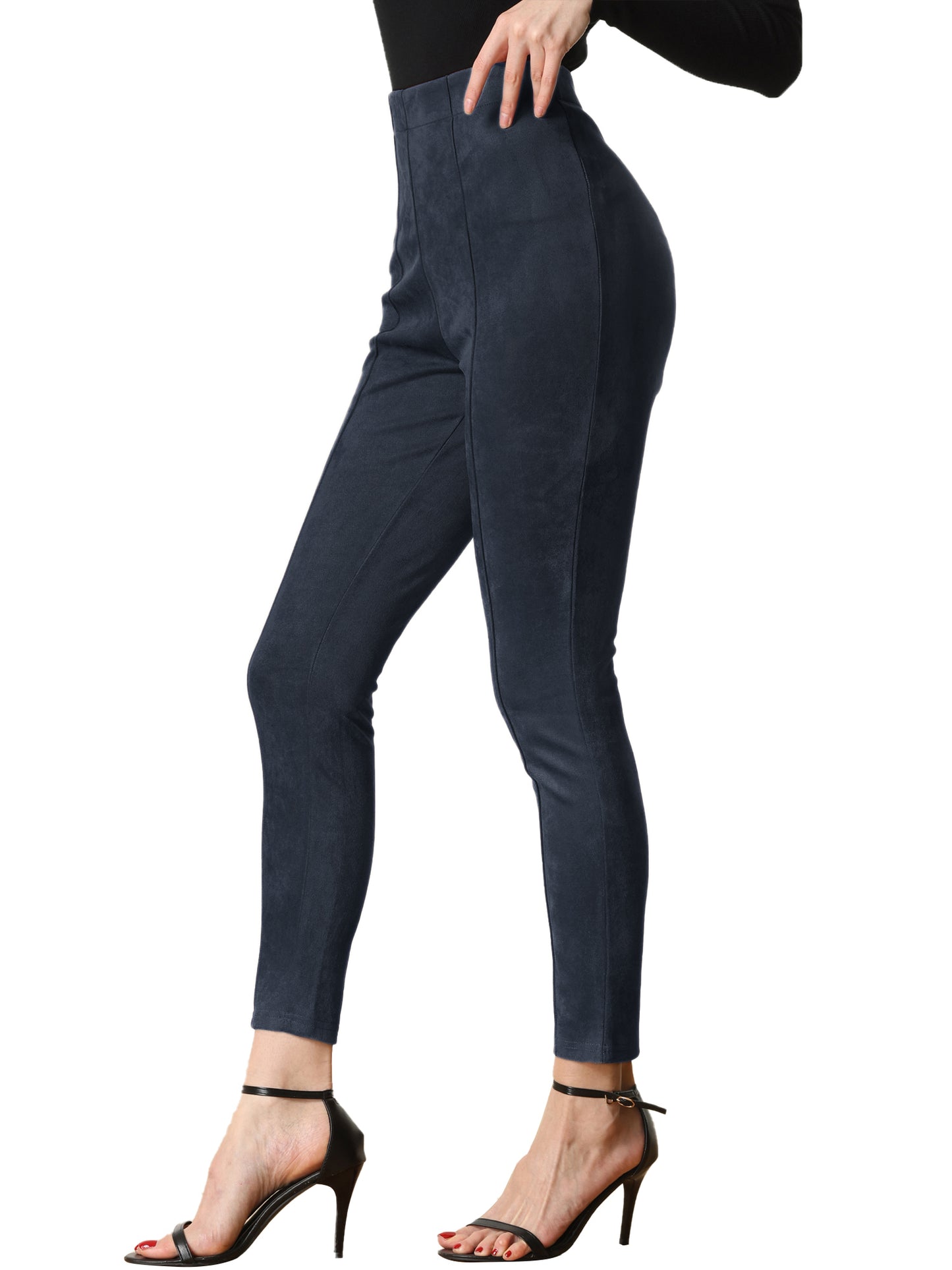Women's Faux Suede Leggings High Waisted Stretch Slim Casual Pants