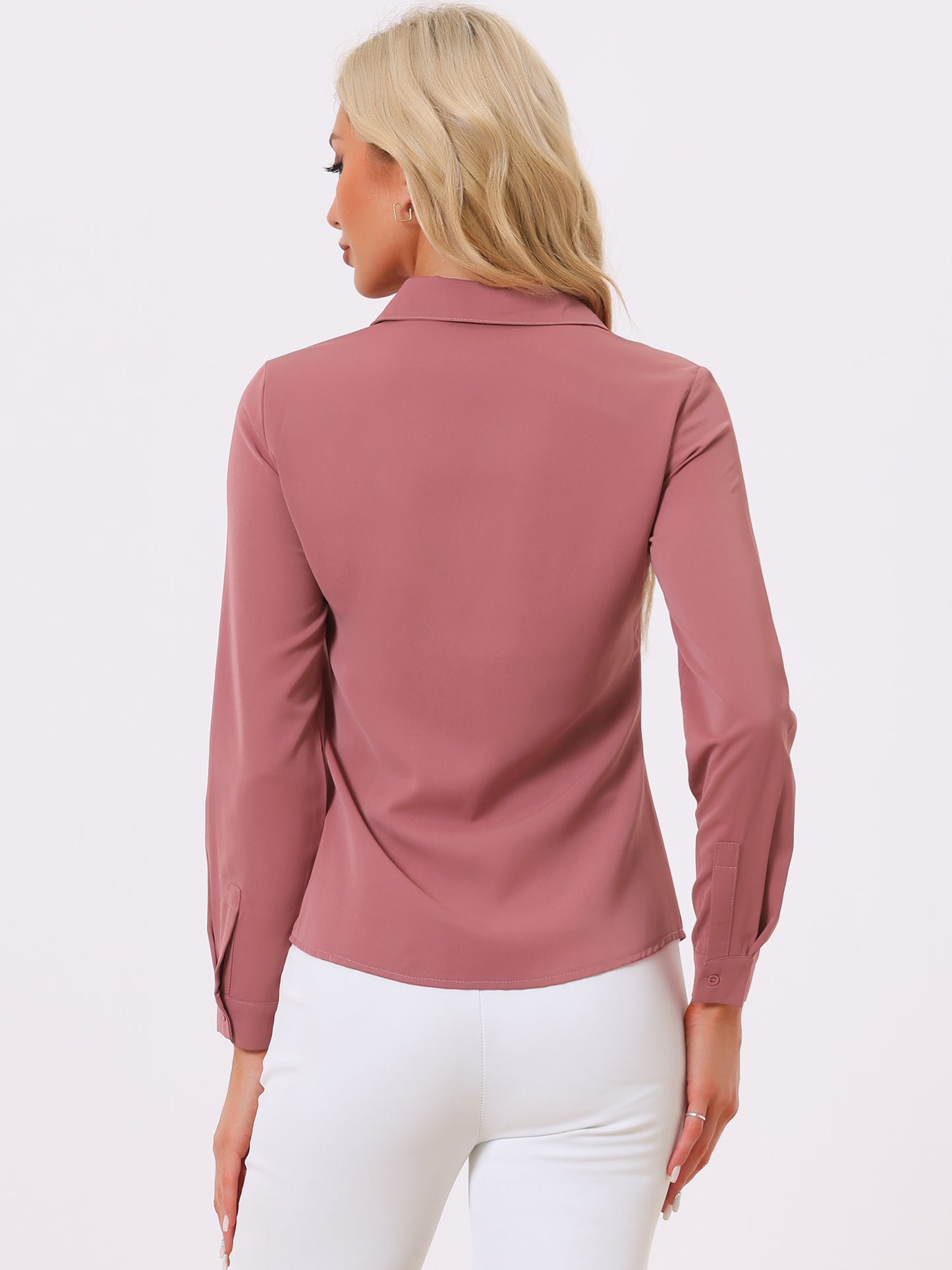 Women's Work Office Chiffon Long Sleeve Workwear Button Down Shirt (Available in Plus Size)