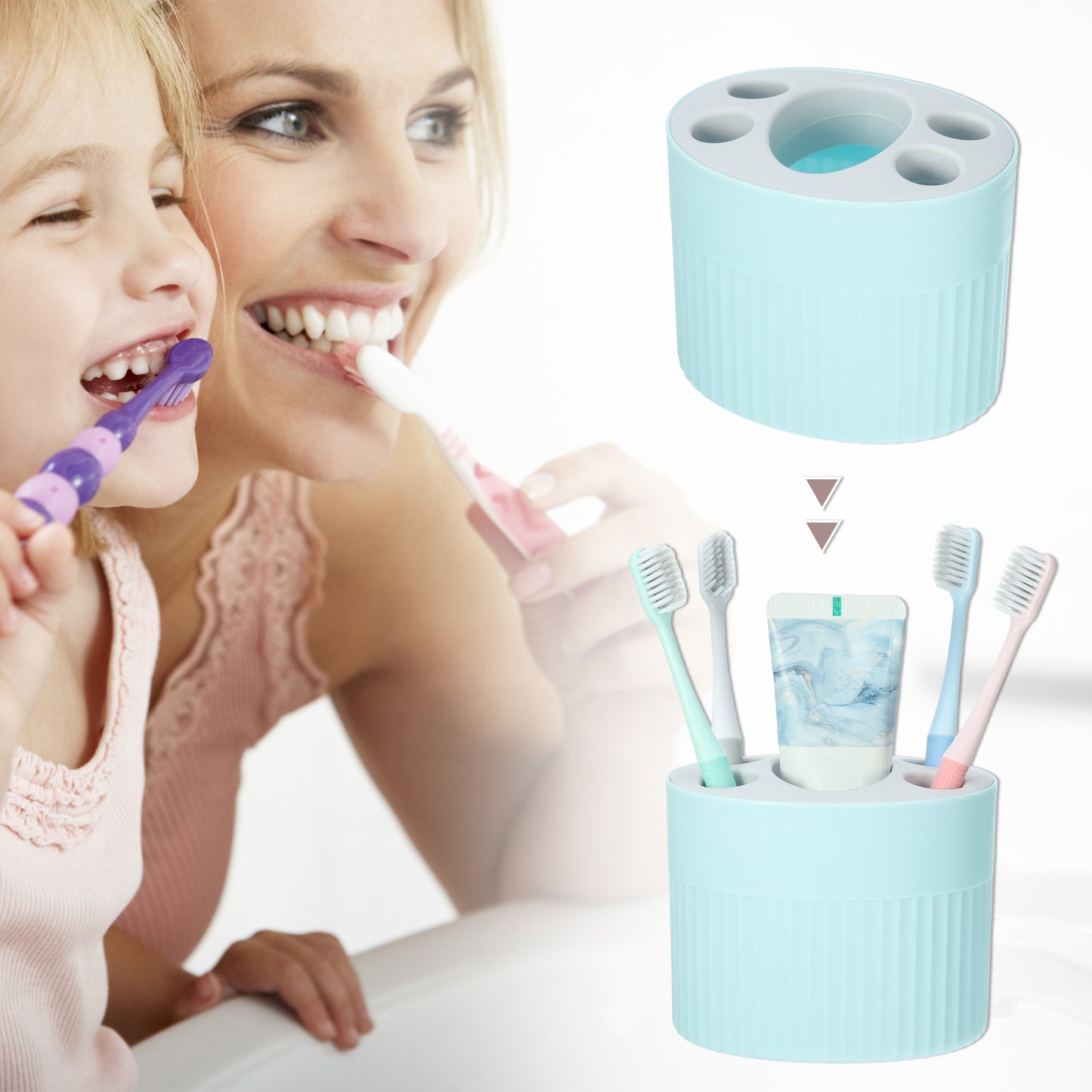 Bathroom Toothbrush Holder, Toothbrush Storage Organizers 4.69"x3.62"x3.73" Blue