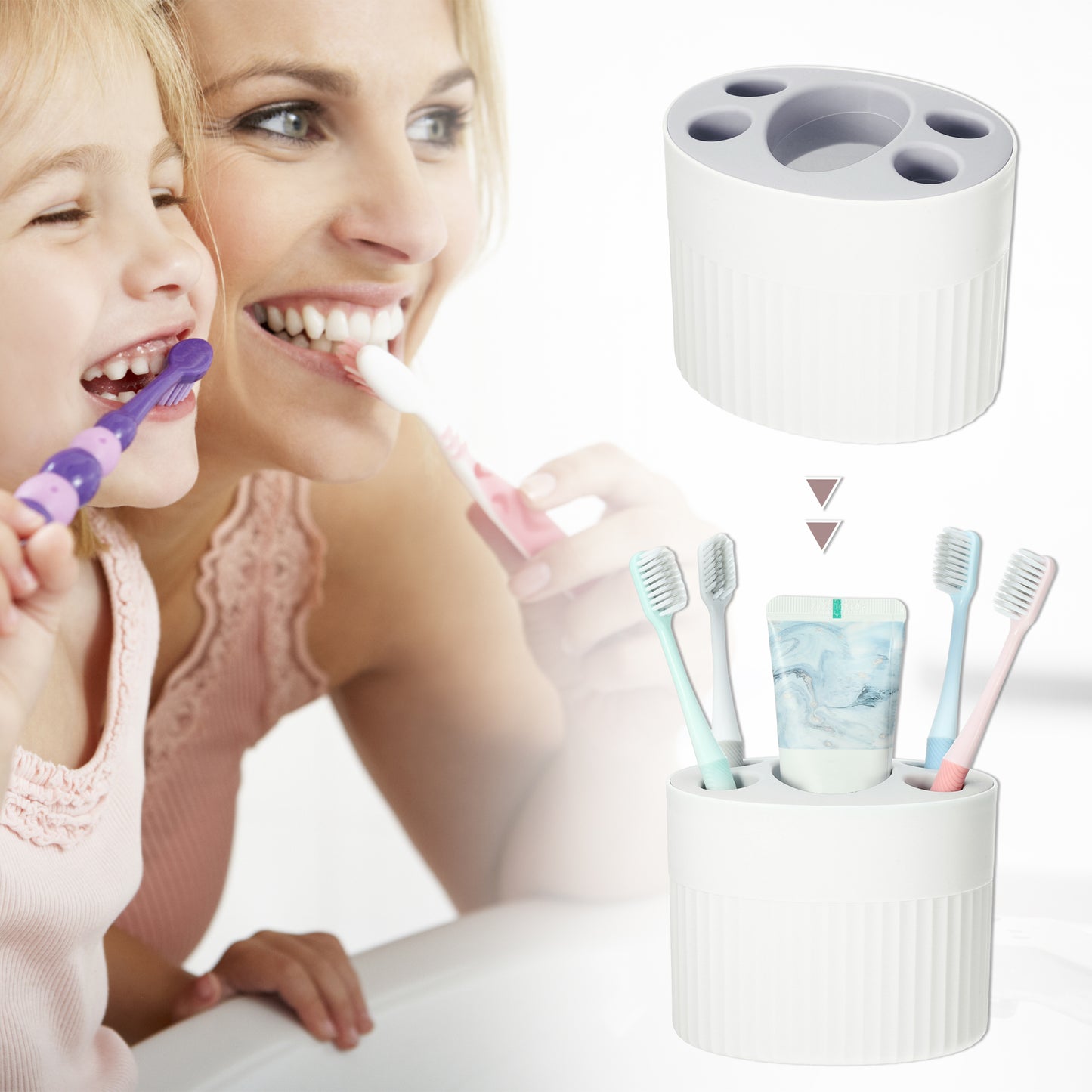 Bathroom Toothbrush Holder, Toothbrush Storage Organizers 4.69"x3.62"x3.73" White