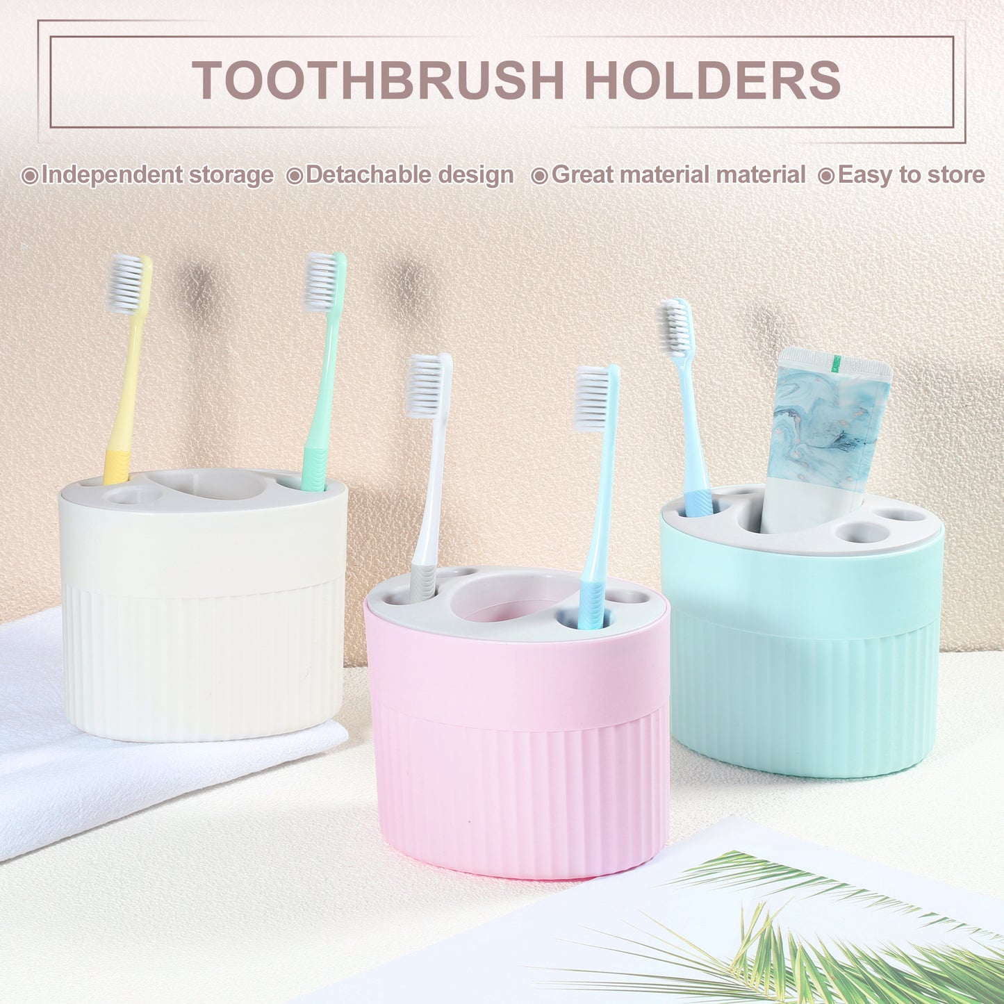 Bathroom Toothbrush Holder, Toothbrush Storage Organizers 4.69"x3.62"x3.73" White