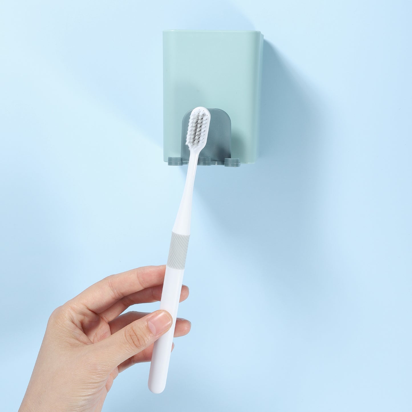 Wall Mounted Toothbrush Holders Bathroom Storage Organizers 2.45"x2.45"x3.39" Blue