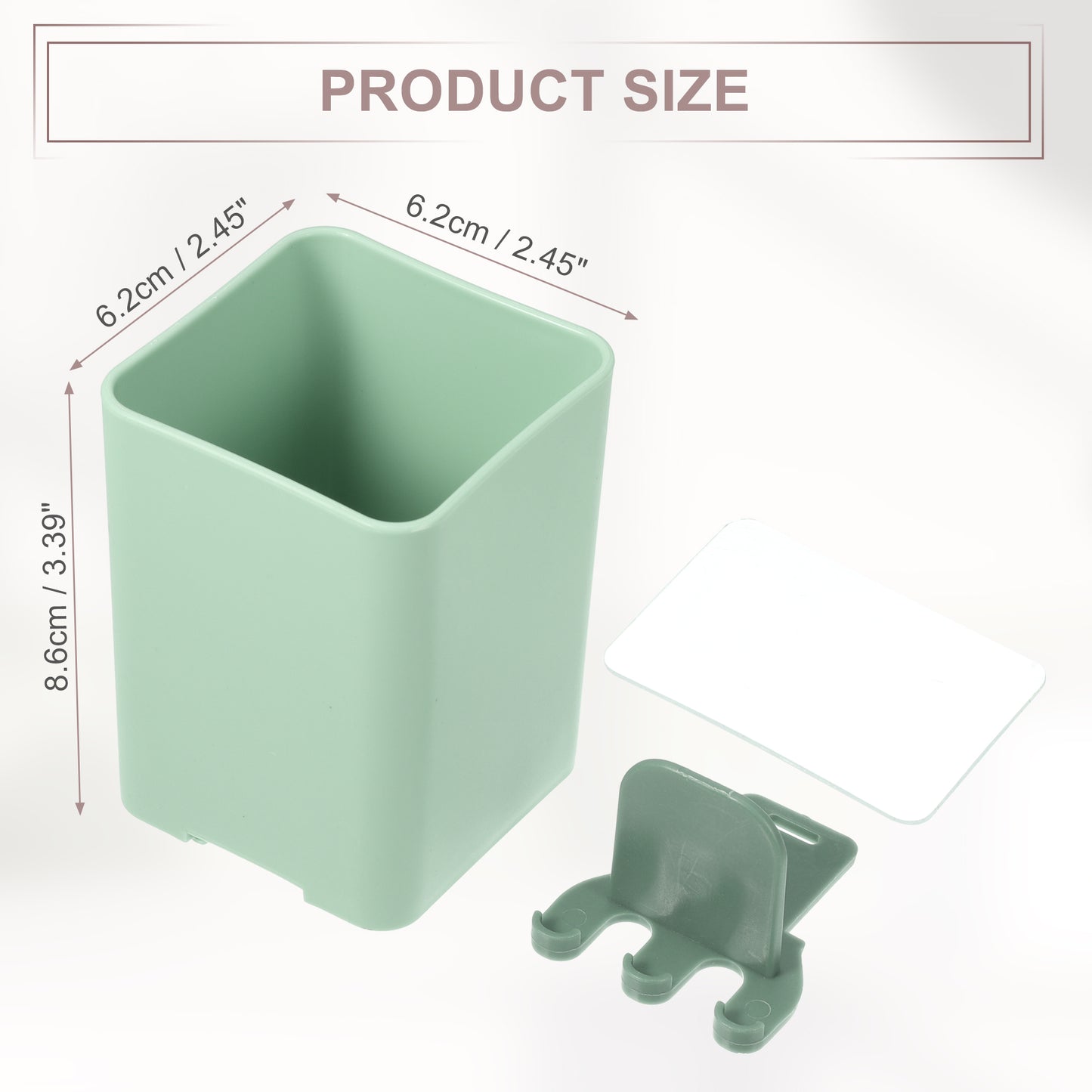 Portacepillos de dientes de pared para baño, organizador de almacenamiento, 6,25 x 6,25 x 8,5 cm, color verde
