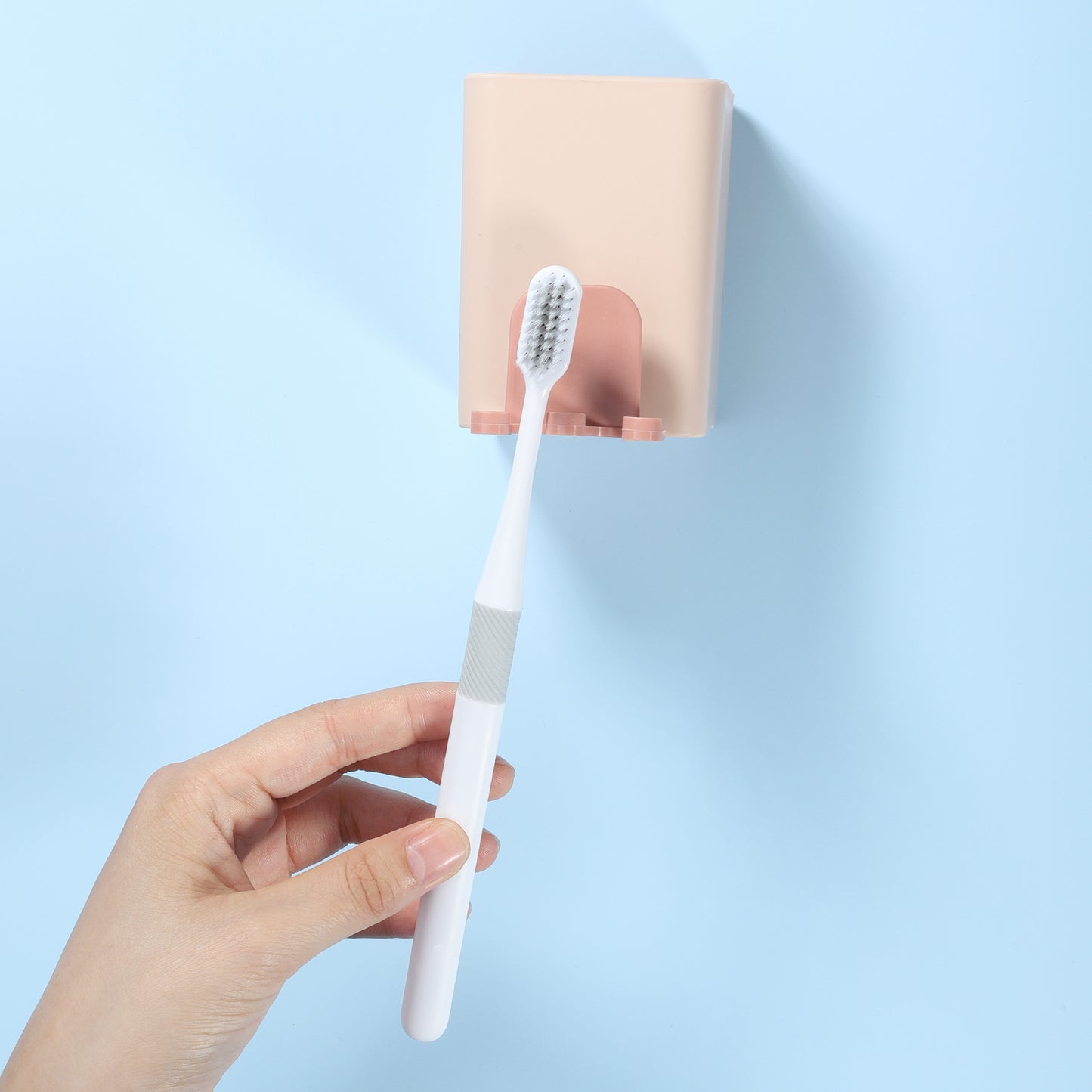 Wall Mounted Toothbrush Holders Bathroom Storage Organizers 2.45"x2.45"x3.39" Pink