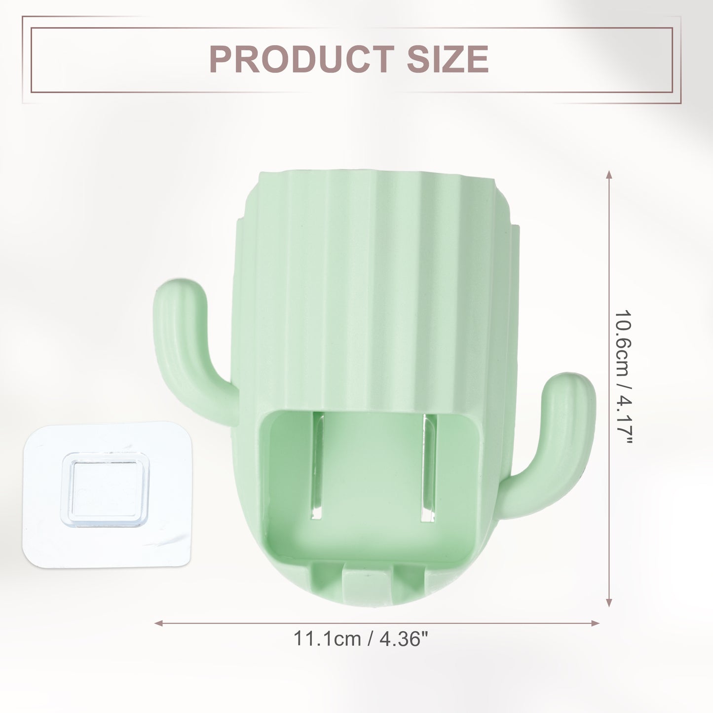 Organizador de pared para cepillos de dientes con forma de cactus, para baños, 6,25 x 6,25 x 8,5 cm, color verde