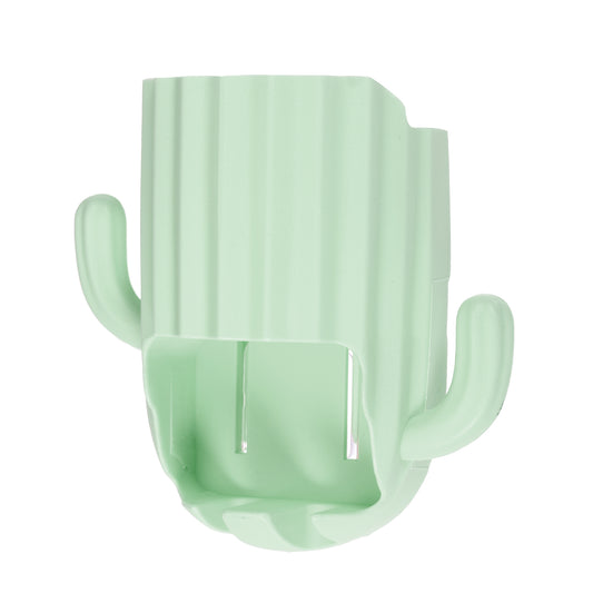 Organizador de pared para cepillos de dientes con forma de cactus, para baños, 6,25 x 6,25 x 8,5 cm, color verde