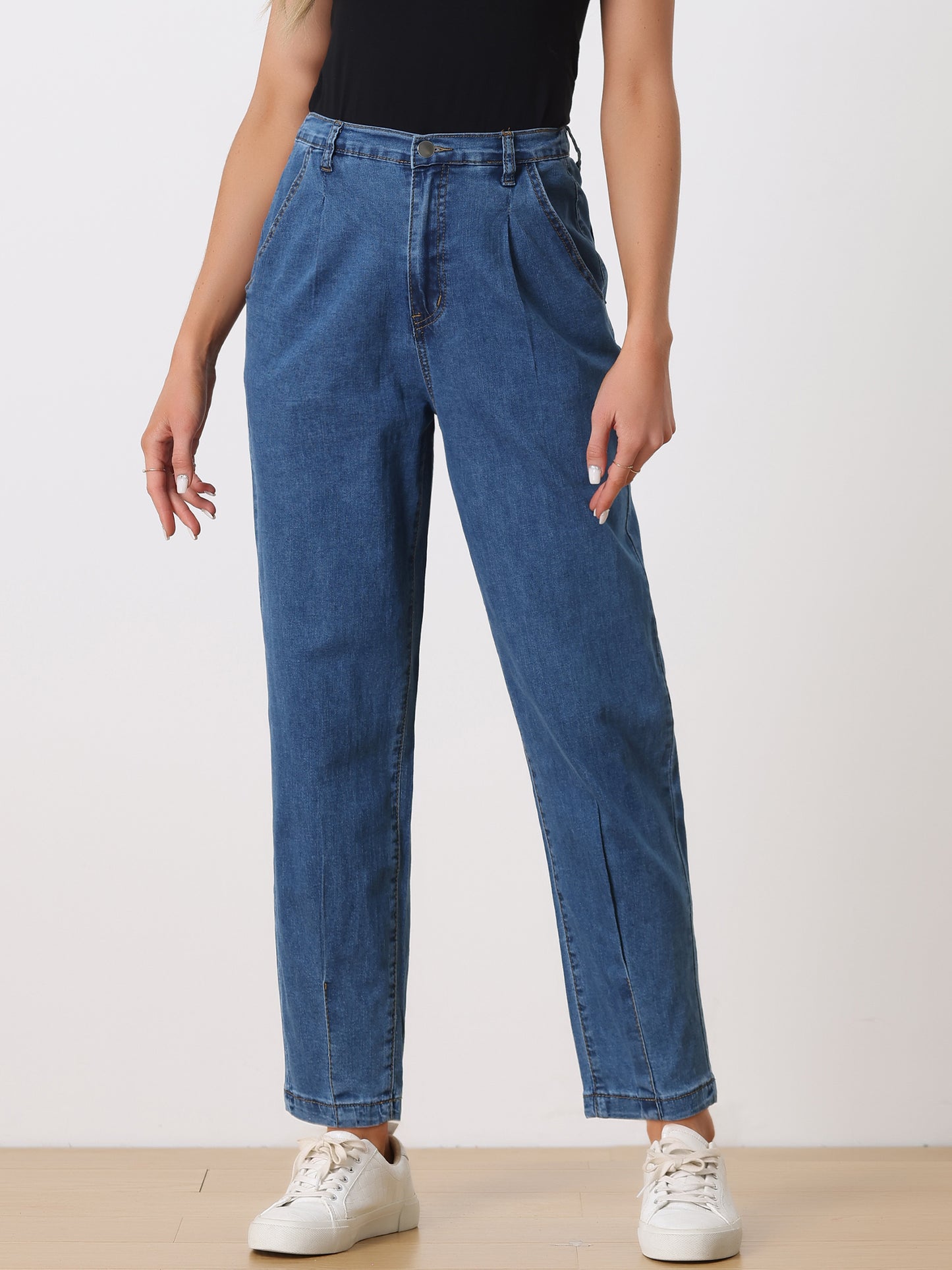 Women's Taper Jeans High Elastic Waist Casual Denim Joggers Pants