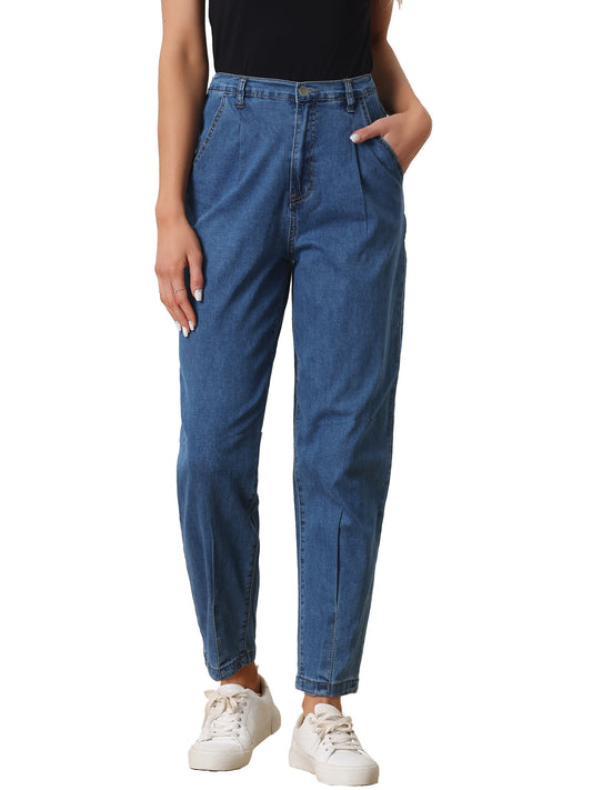 Women's Taper Jeans High Elastic Waist Casual Denim Joggers Pants