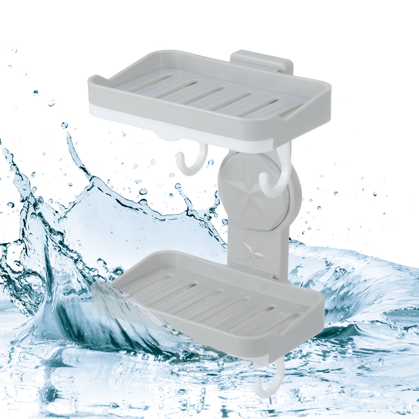Wall Mounted Soap Dish Double Layter Soap Holder for Bathroom Kitchen Gray