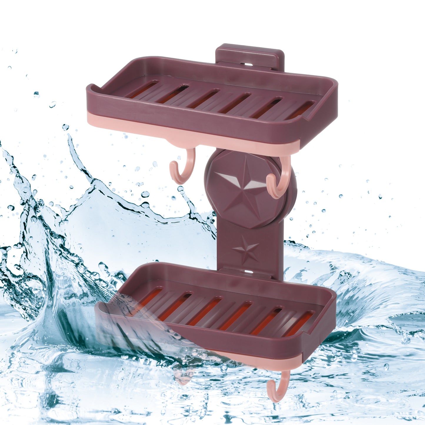 Wall Mounted Soap Dish Double Layter Soap Holder for Bathroom Kitchen Purple