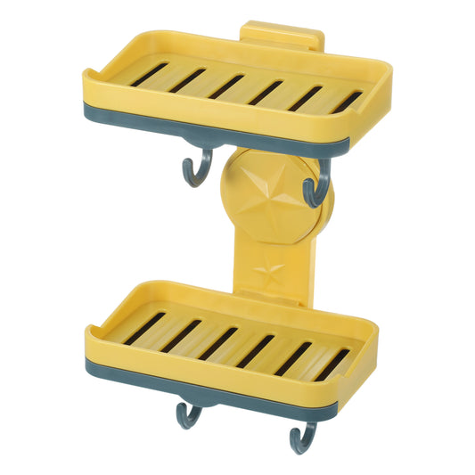 Wall Mounted Soap Dish Double Layter Soap Holder for Bathroom Kitchen Yellow
