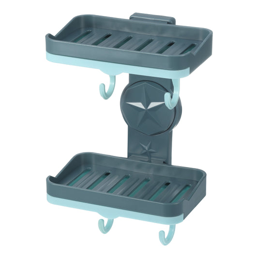 Wall Mounted Soap Dish Double Layter Soap Holder for Bathroom Kitchen Blue