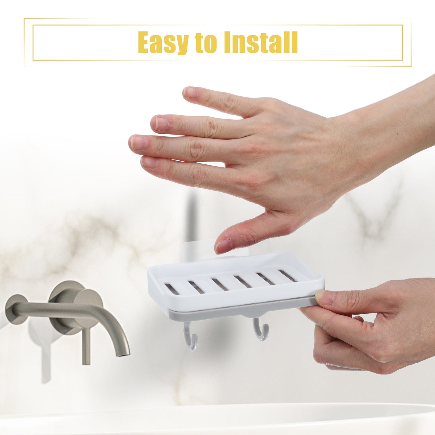 2 Pcs Soap Dish, Wall Mounted Soap Holder for Bathroom Kitchen White, Purple
