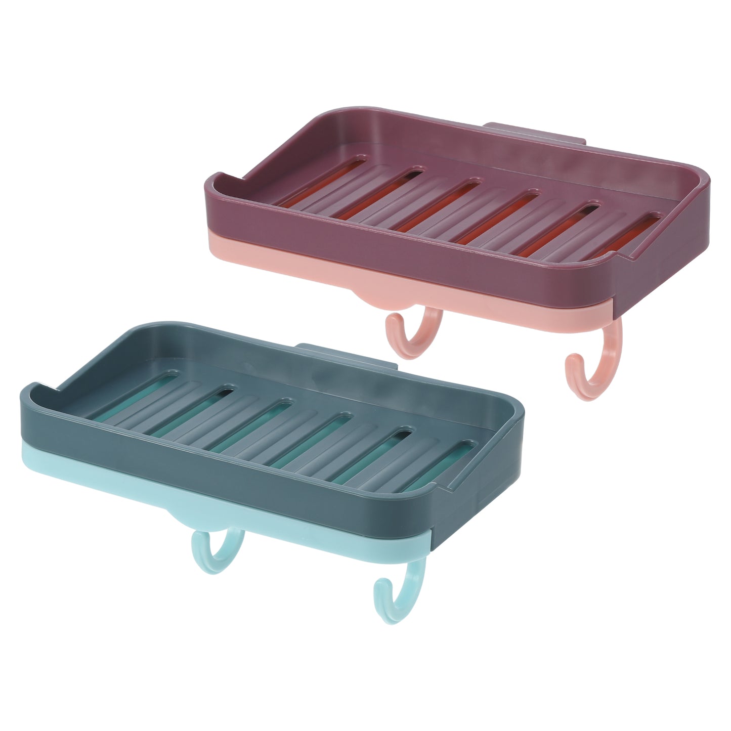 2 Pcs Soap Dish, Wall Mounted Soap Holder for Bathroom Kitchen Purple, Blue